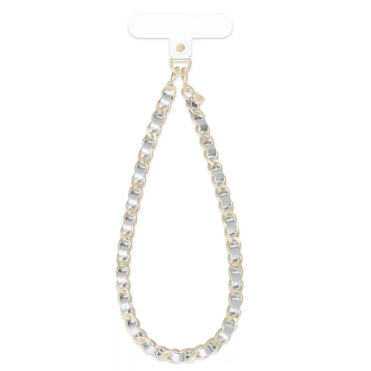 Silver Leather Chain Phone Charm